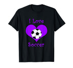 Girly Purple I Love Soccer Heart T-Shirt - Streetwear Style for Adults