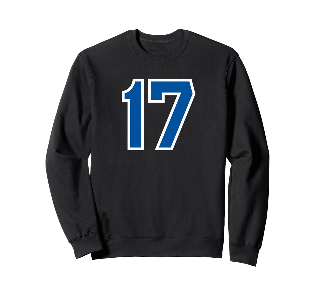 Blue Sports Team Number 17 Sweatshirt - Minimalist Print Men Women