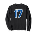 Blue Sports Team Number 17 Sweatshirt - Minimalist Print Men Women