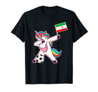 Iran Soccer Iranian Flag Dabbing Unicorn T-Shirt - Trendy Graphic Men Women