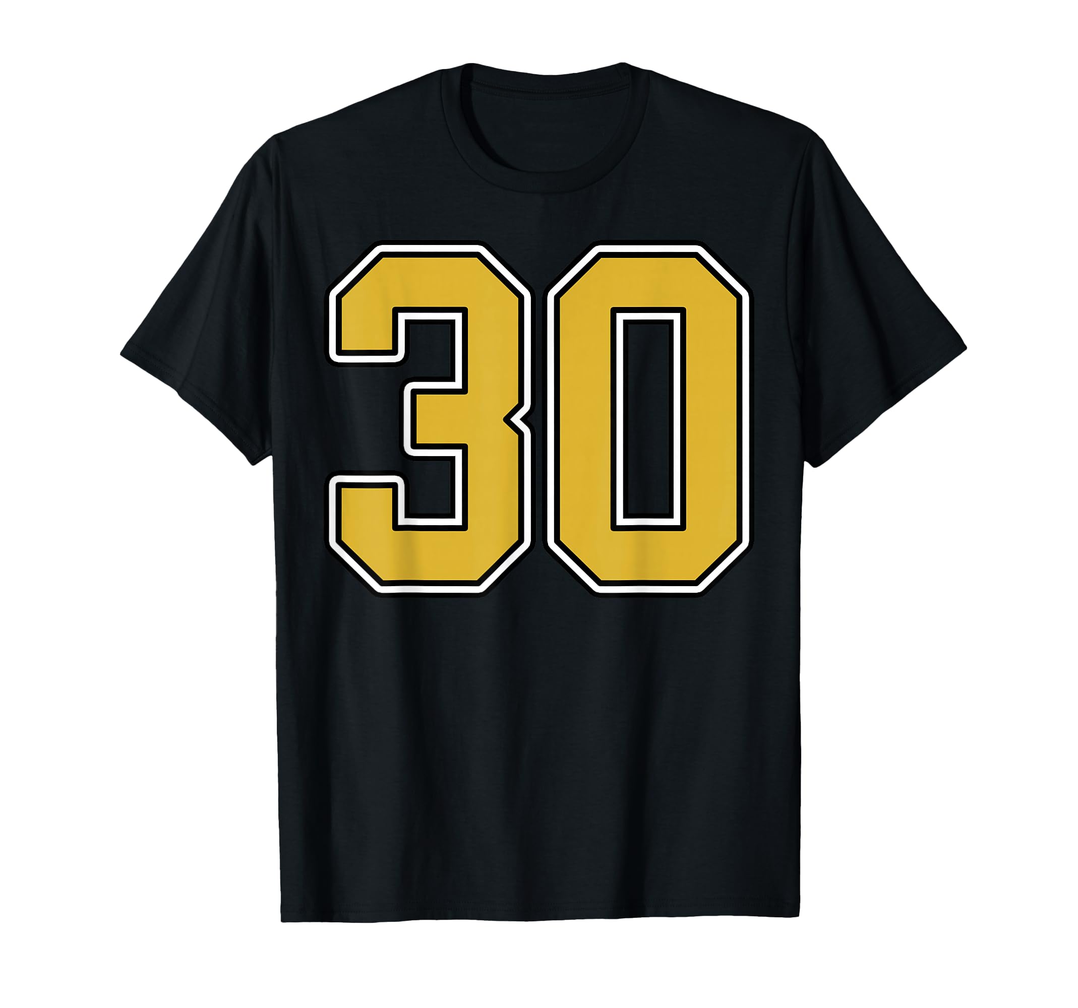 Old Gold Black White Sports Number 30 T-Shirt - Trendy Graphic for Adults