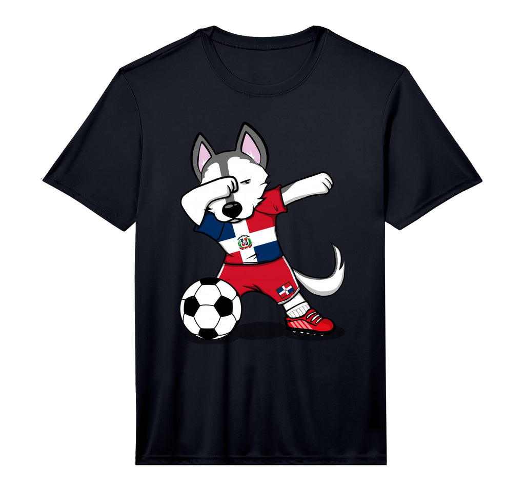 Dabbing Husky Dog Dominican Republic T-Shirt - Graphic Print Unisex