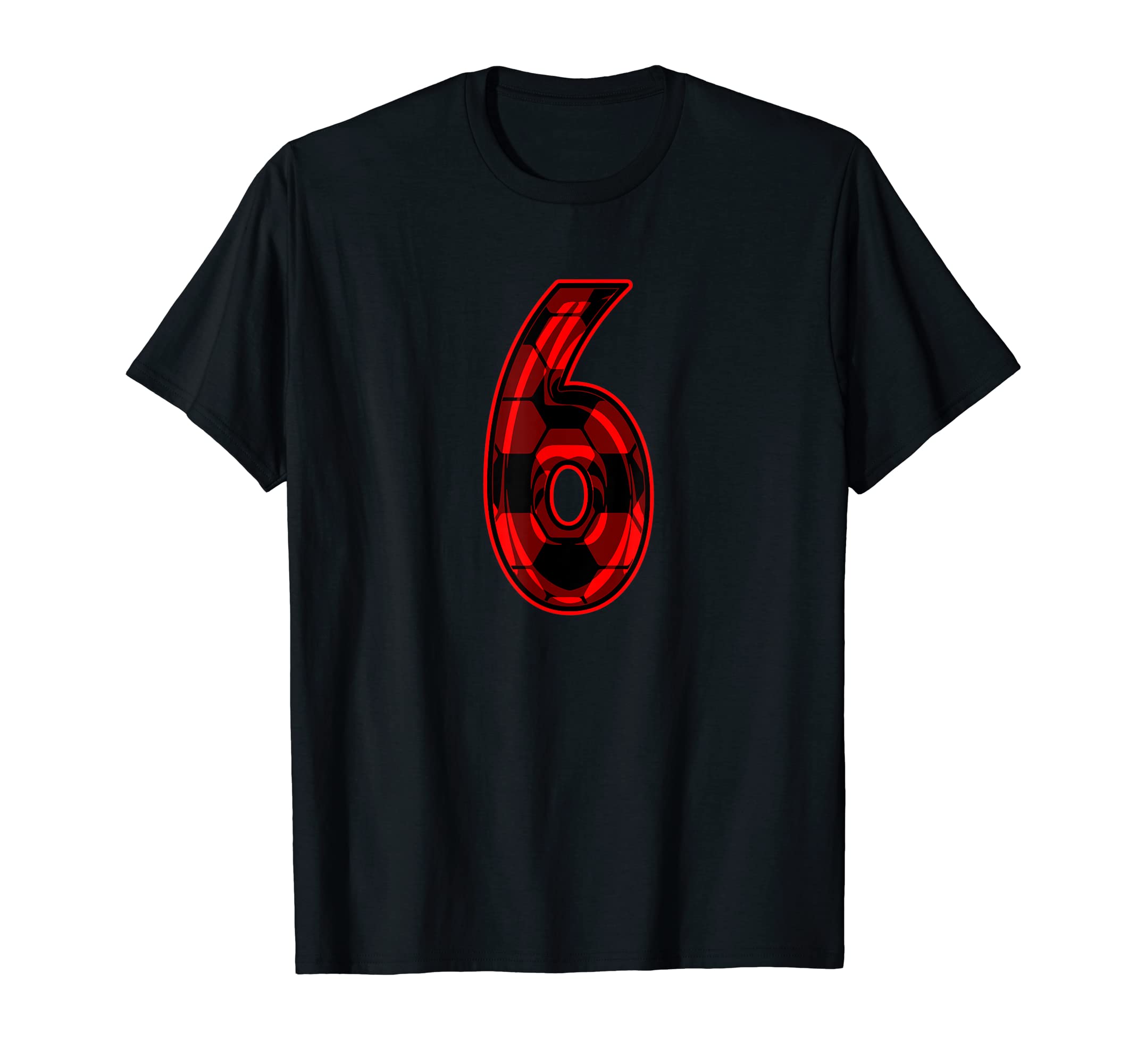Soccer Number 6 Numbered Jersey Soccer T-Shirt - Custom Art Print Unisex