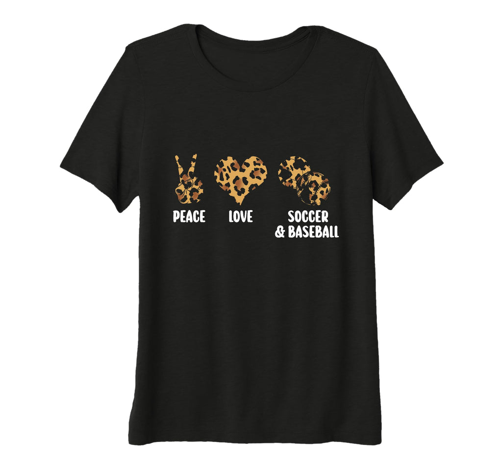 Womens Peace Love Soccer Baseball T-Shirt - Minimalist Print for Adults