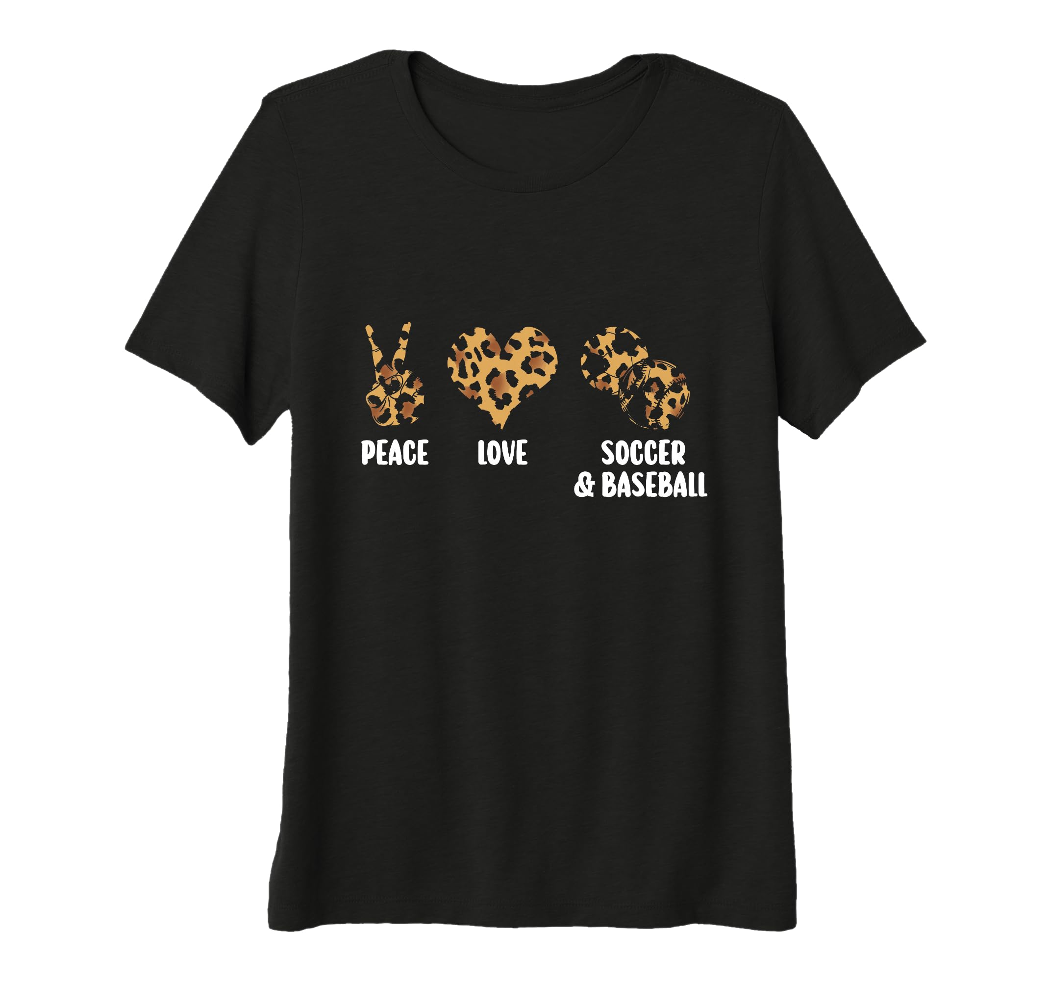 Womens Peace Love Soccer Baseball T-Shirt - Minimalist Print for Adults