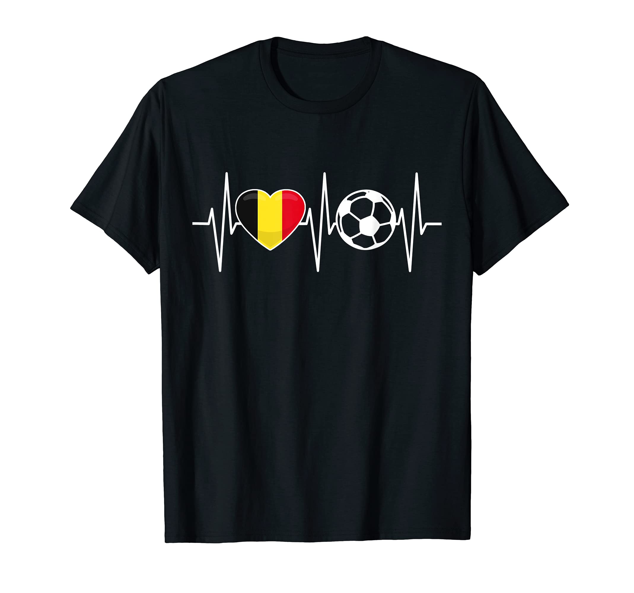 Belgium Soccer Funny Soccer Fan Heartbeat T-Shirt - Novelty Apparel Unisex
