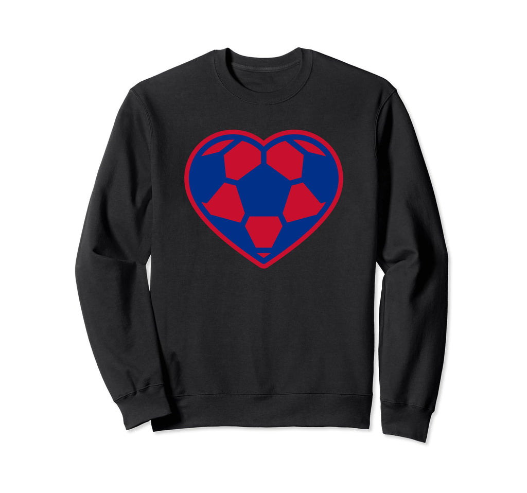Blue And Red Soccer Heart Sweatshirt - Custom Art Print Unisex