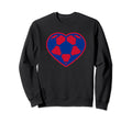 Blue And Red Soccer Heart Sweatshirt - Custom Art Print Unisex