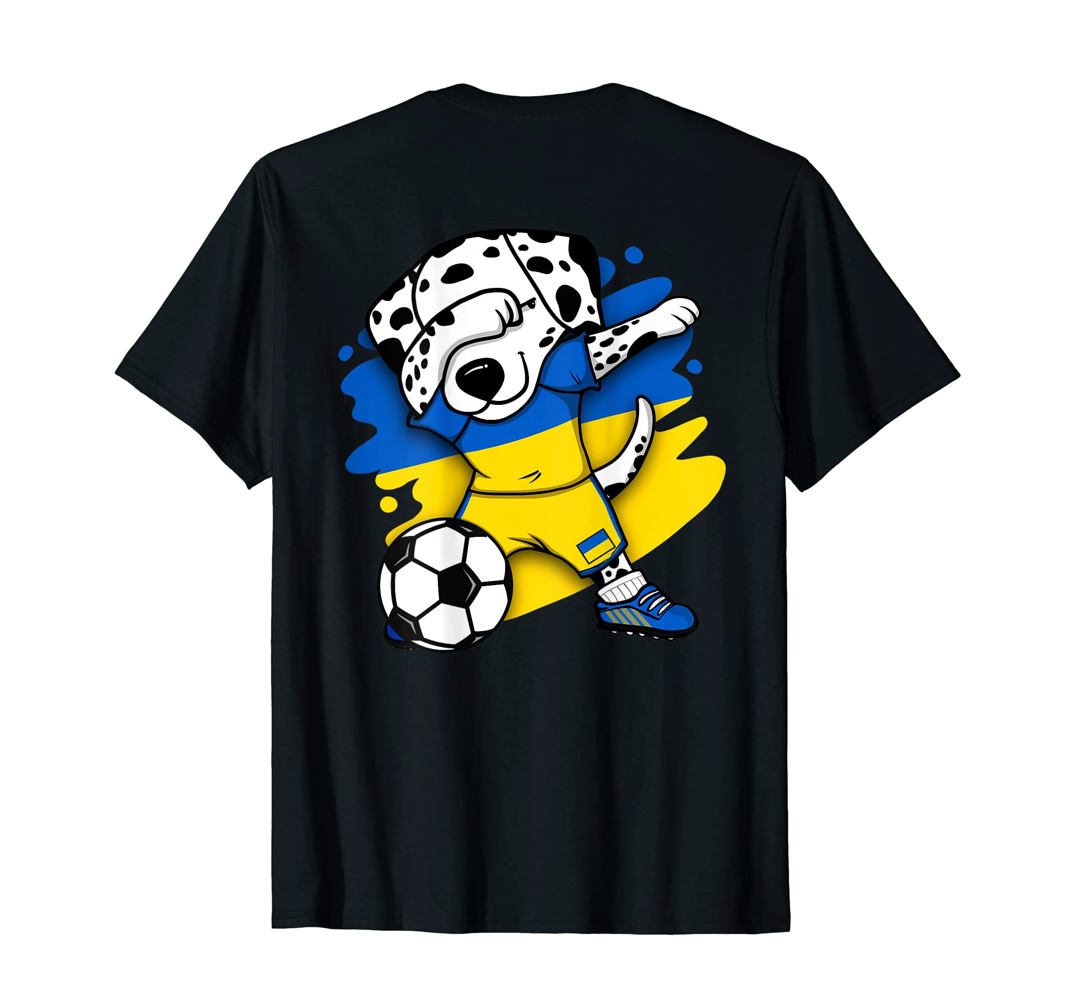 Dabbing Dalmatian Ukraine Soccer Fans T-Shirt - Unique Graphic Unisex
