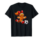 Soccer Gingerbread Coquette Bow T-Shirt - Custom Art Print for Adults