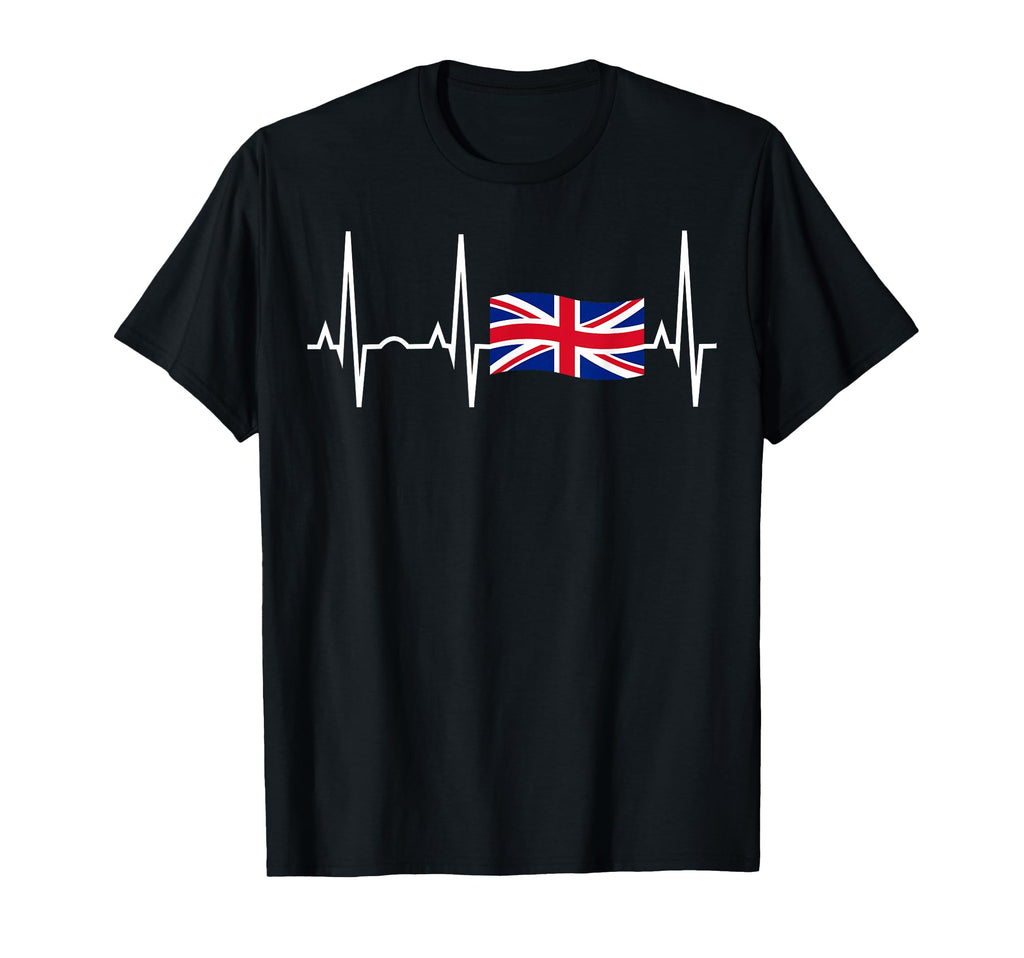 Great Britain Union Jack Heartbeat T-Shirt - Fun Novelty Design for Adults
