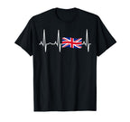 Great Britain Union Jack Heartbeat T-Shirt - Fun Novelty Design for Adults