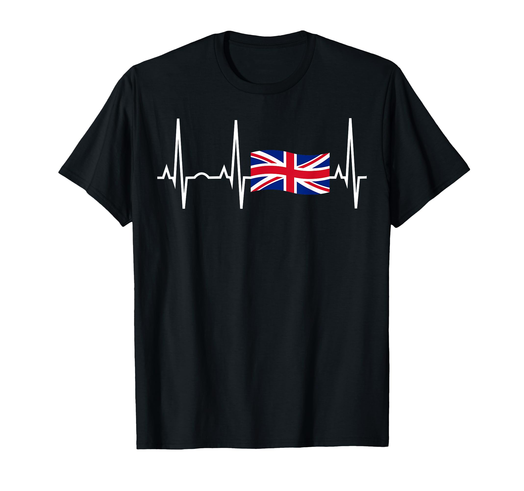 Great Britain Union Jack Heartbeat T-Shirt - Fun Novelty Design for Adults