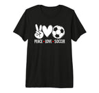 Peace Love Soccer Funny Soccer Player T-Shirt - Aesthetic Graphic Unisex