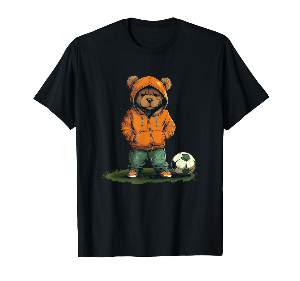 Funny Teddy Bear Loves Soccer And T-Shirt - Minimalist Print Unisex