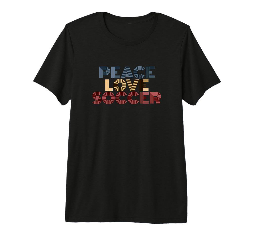 Peace Love Soccer 70S Tri Blend T-Shirt - Unique Graphic Men Women