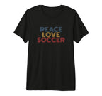 Peace Love Soccer 70S Tri Blend T-Shirt - Unique Graphic Men Women