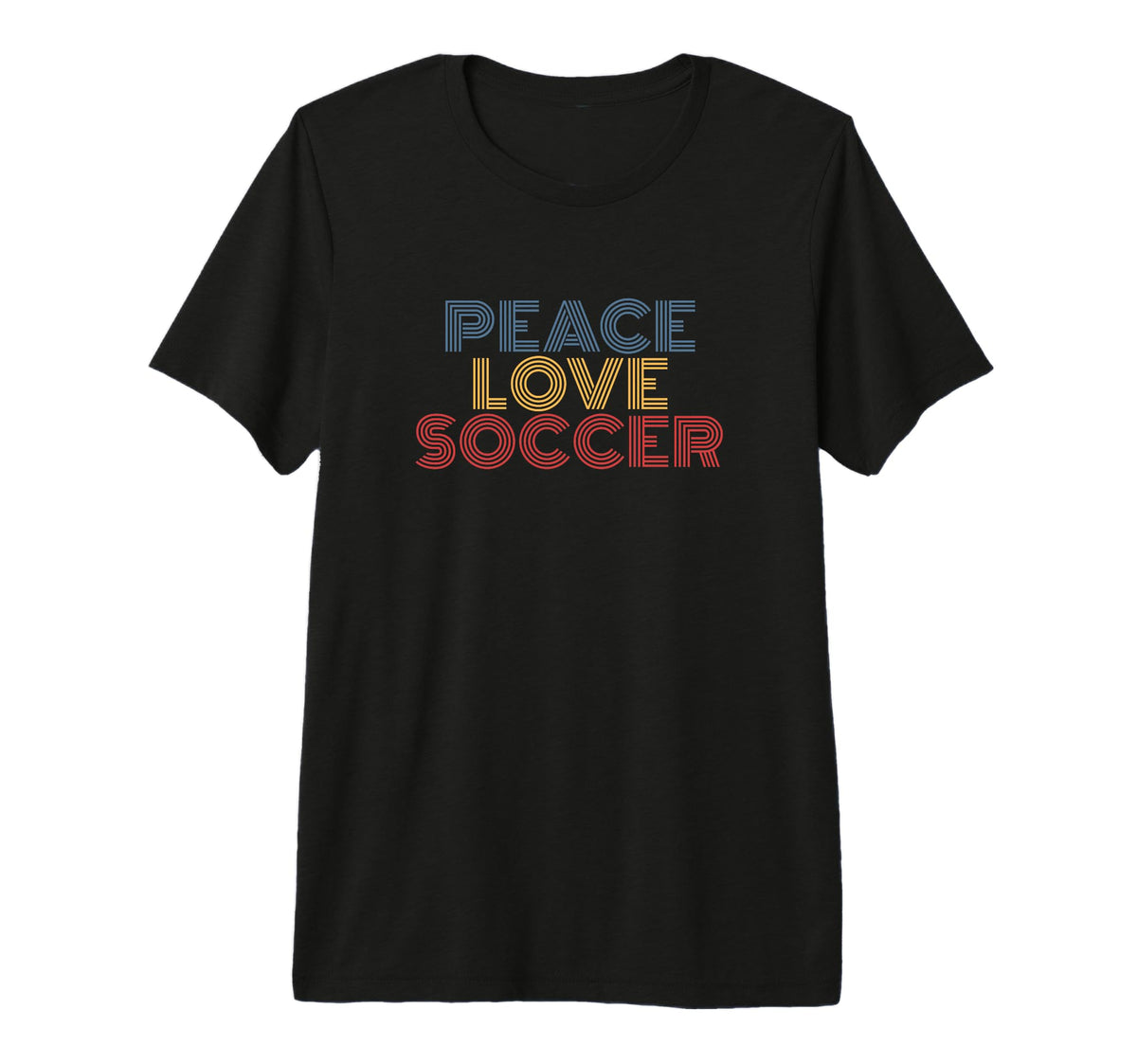 Peace Love Soccer 70S Tri Blend T-Shirt - Unique Graphic Men Women