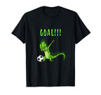 Goal Dabbing Iguana Love Soccer Themed T-Shirt - Graphic Print Unisex