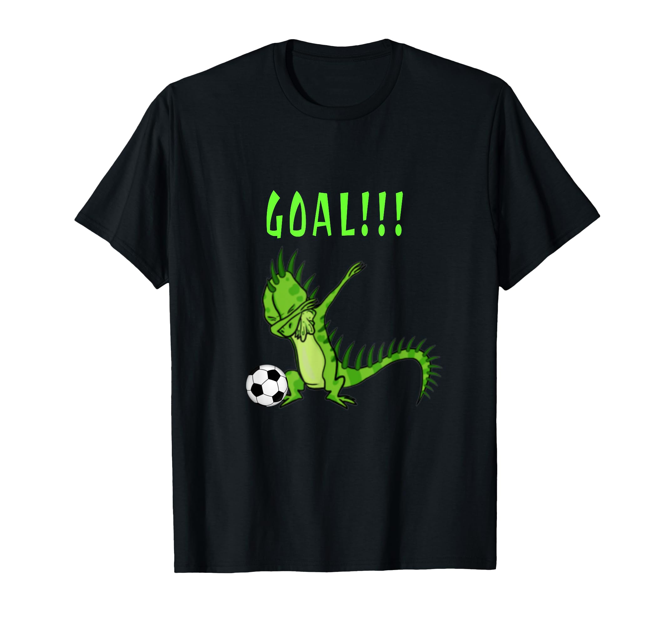 Goal Dabbing Iguana Love Soccer Themed T-Shirt - Graphic Print Unisex