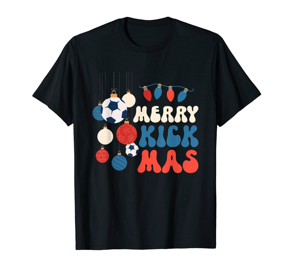 Merry Kickmas Funny Soccer Ball Ornaments T-Shirt - Graphic Print Unisex