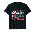 Merry Kickmas Funny Soccer Ball Ornaments T-Shirt - Graphic Print Unisex