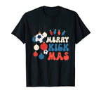 Merry Kickmas Funny Soccer Ball Ornaments T-Shirt - Graphic Print Unisex