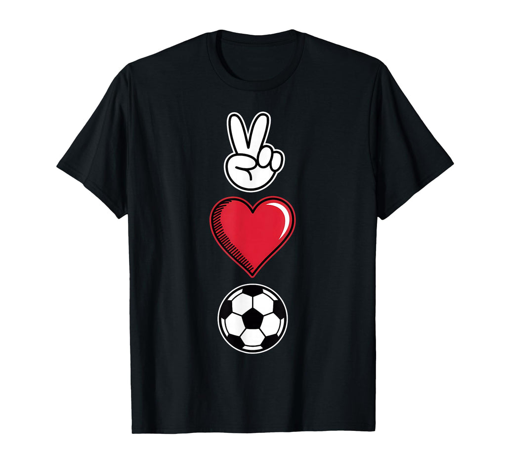 Peace Love Soccer Simple Player Coach T-Shirt - Aesthetic Graphic Unisex