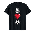 Peace Love Soccer Simple Player Coach T-Shirt - Aesthetic Graphic Unisex