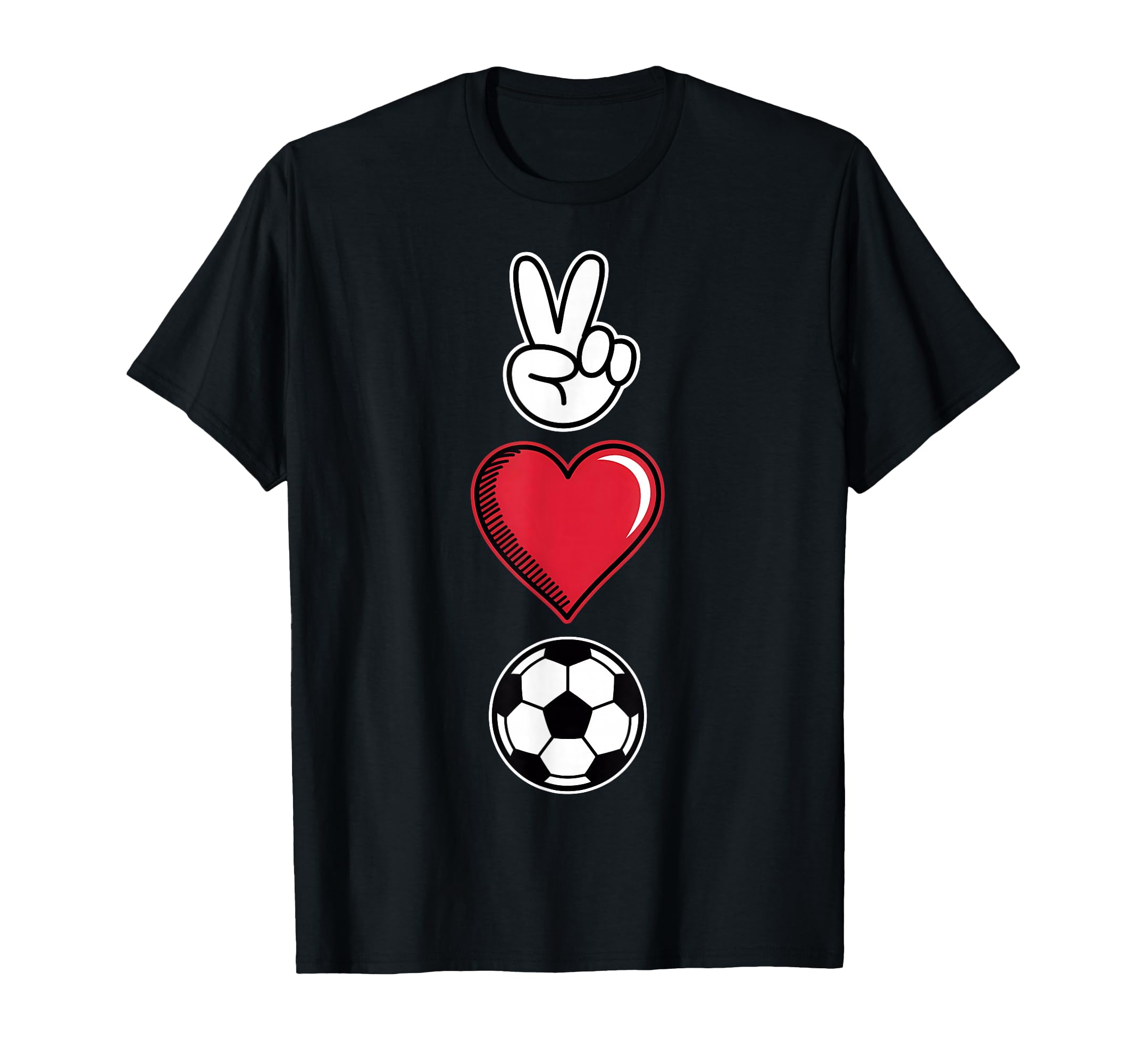 Peace Love Soccer Simple Player Coach T-Shirt - Aesthetic Graphic Unisex