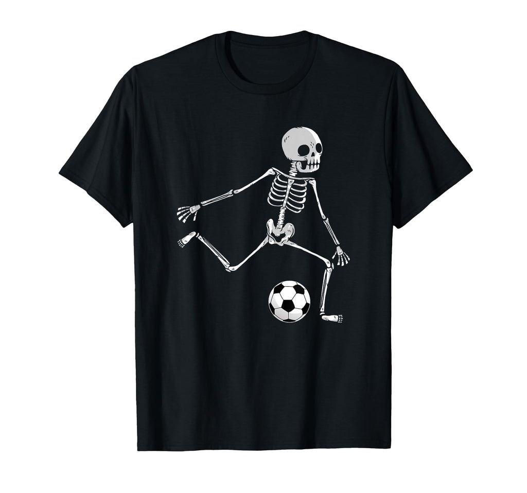 Skeleton Soccer Funny Halloween Party T-Shirt - Graphic Print for Adults