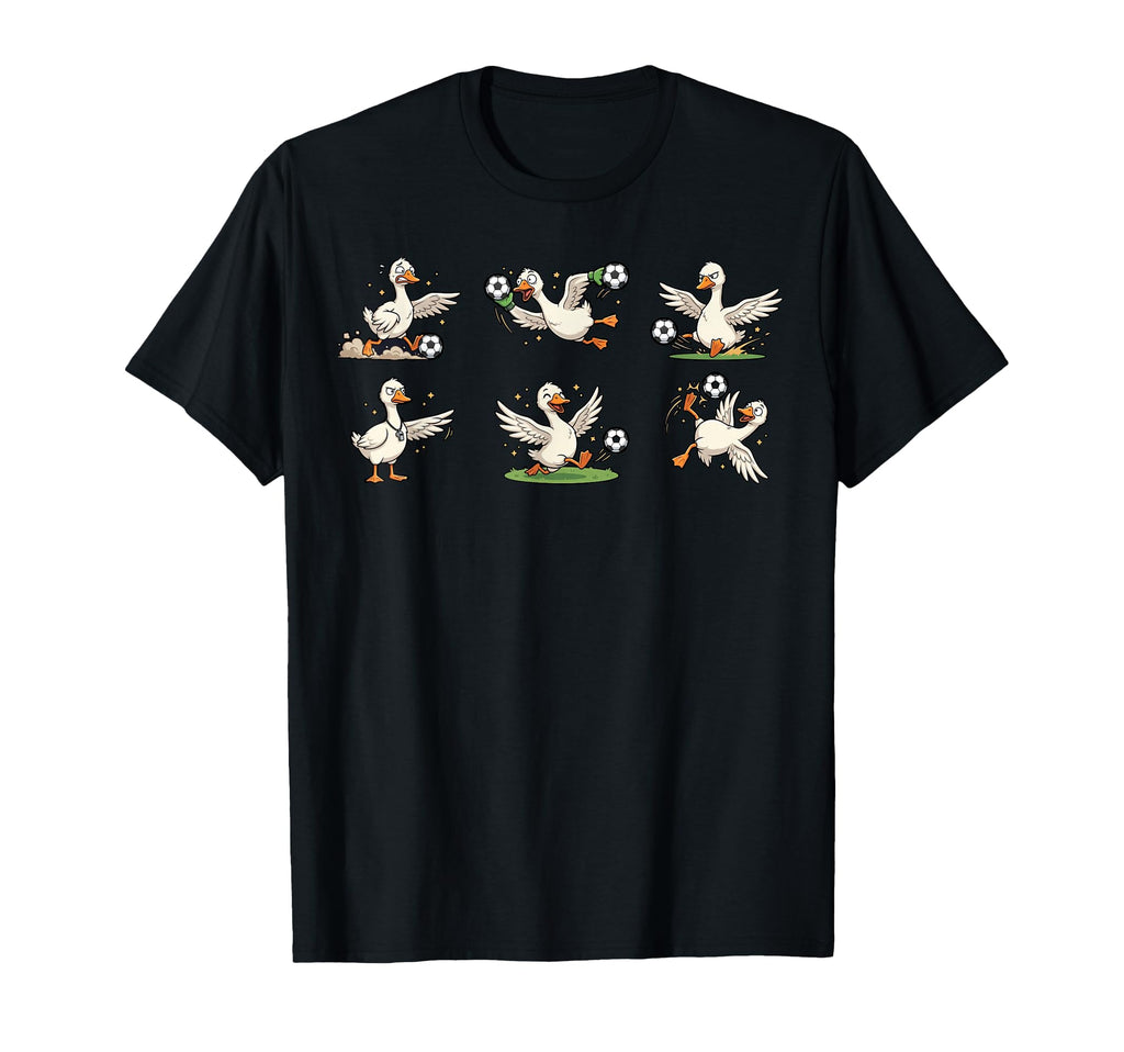 Silly Goose Playing Soccer Player Funny T-Shirt - Minimalist Print Unisex