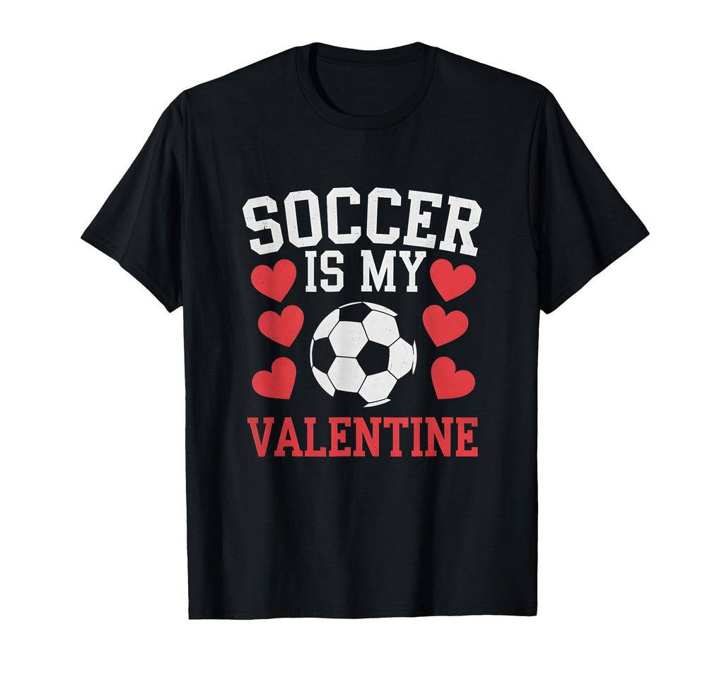 Love Soccer Heart Valentine Sports T-Shirt - Novelty Apparel for Adults