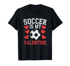 Love Soccer Heart Valentine Sports T-Shirt - Novelty Apparel for Adults