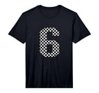 Number 6 Checkered Number T-Shirt - Fun Novelty Design for Adults