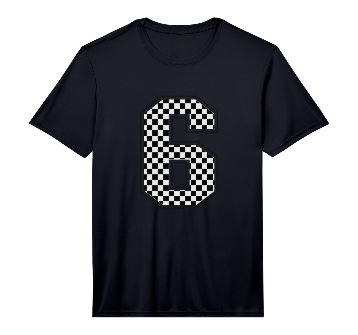 Number 6 Checkered Number T-Shirt - Fun Novelty Design for Adults