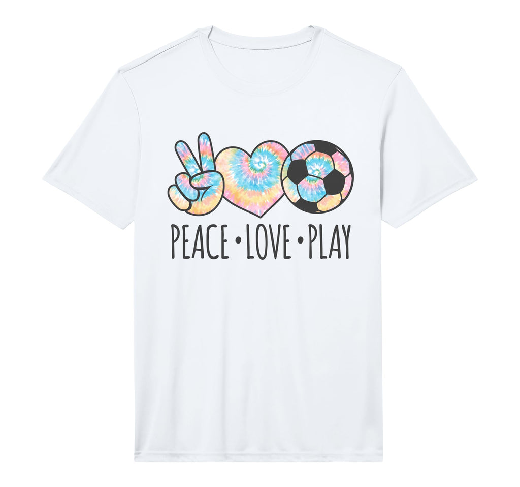 Tie Dye Soccer Teen Peace Love Play T-Shirt - Custom Art Print Men Women