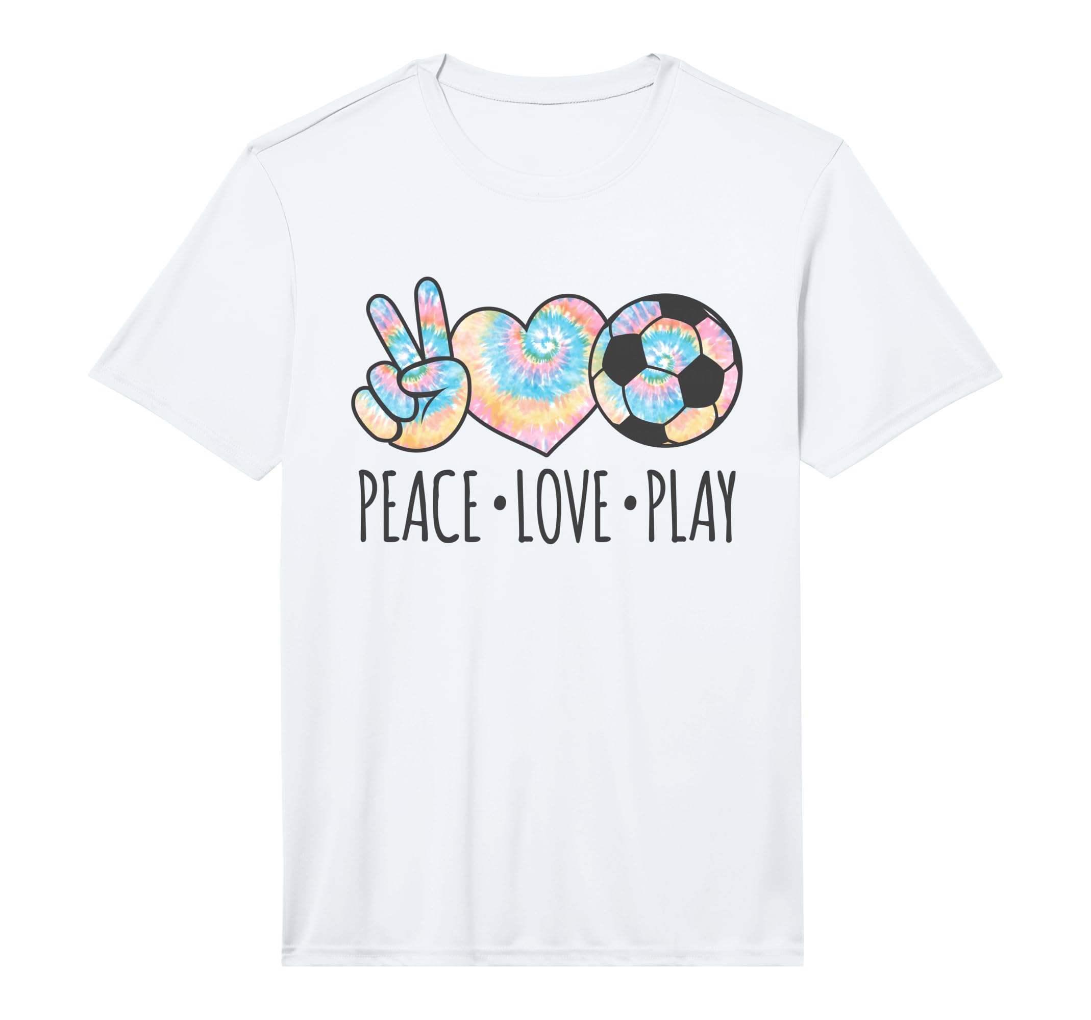Tie Dye Soccer Teen Peace Love Play T-Shirt - Custom Art Print Men Women