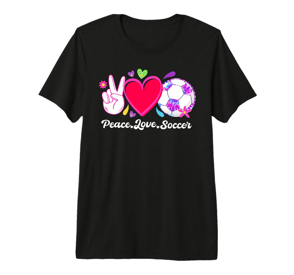 Peace Love Soccer Soccer Game Soccer T-Shirt - Novelty Apparel Unisex
