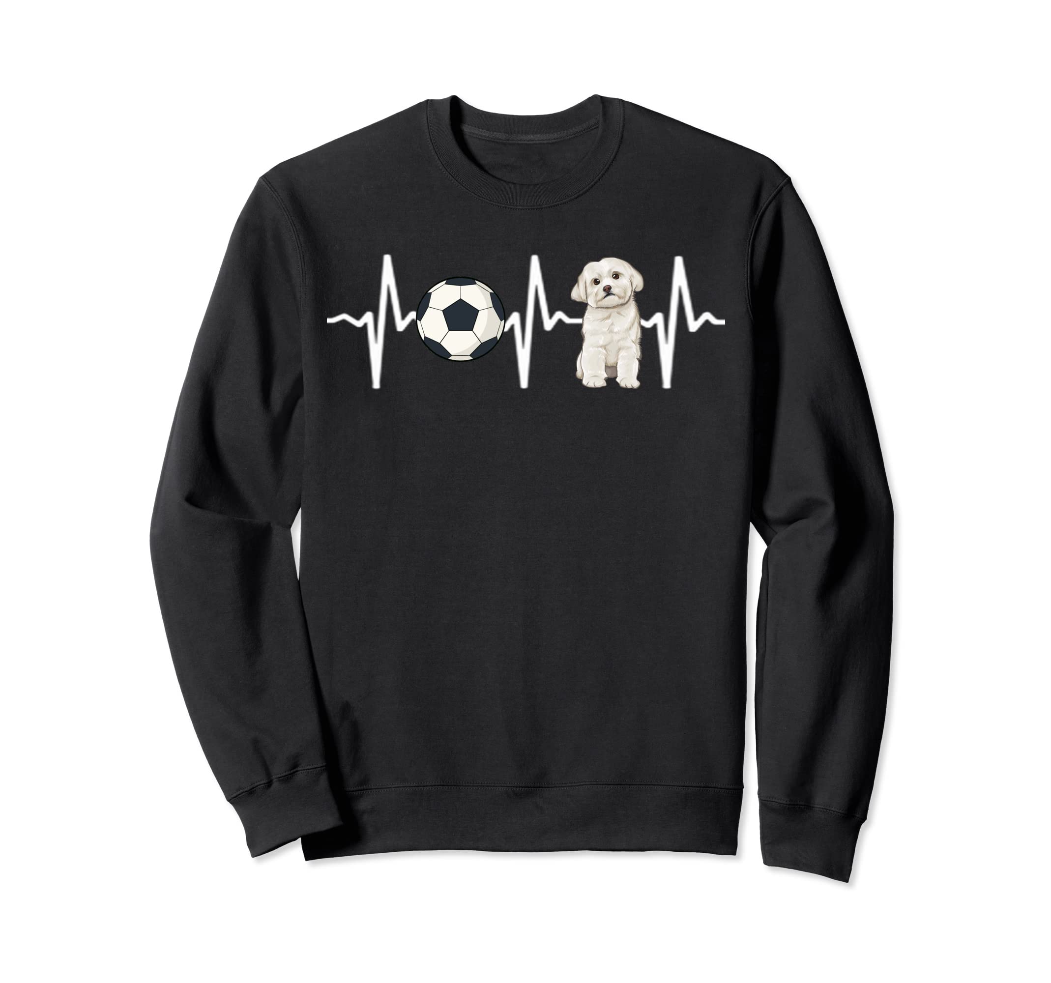 Soccer Maltese Heartbeat Dog Lover Sweatshirt - Custom Art Print for Adults