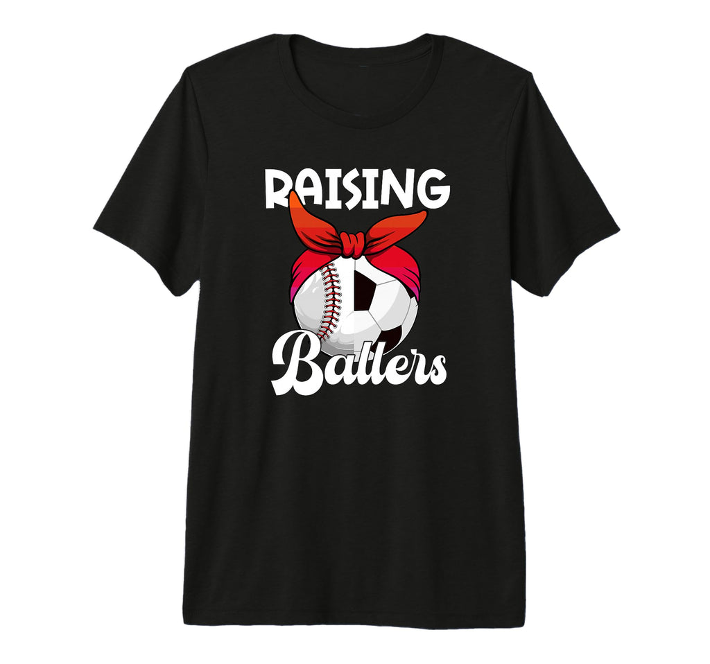 Raising Ballers Soccer Baseball Mom T-Shirt - Minimalist Print for Adults