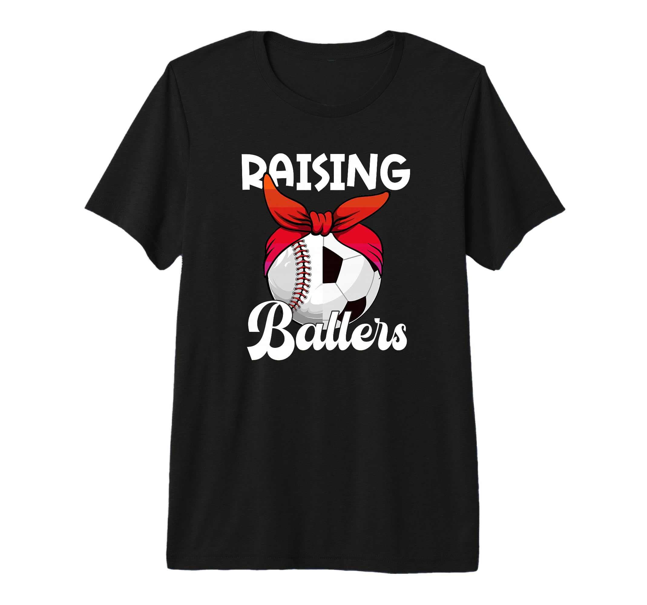 Raising Ballers Soccer Baseball Mom T-Shirt - Minimalist Print for Adults