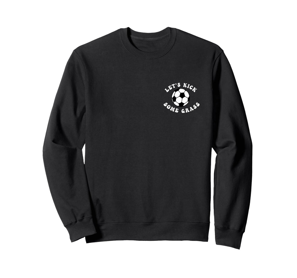 Soccer Mom Lets Kick Some Grass Groovy Sweatshirt - Trendy Graphic Unisex