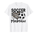 Soccer Mamaw Leopard Heart Soccer Lover T-Shirt - Minimalist Print Unisex