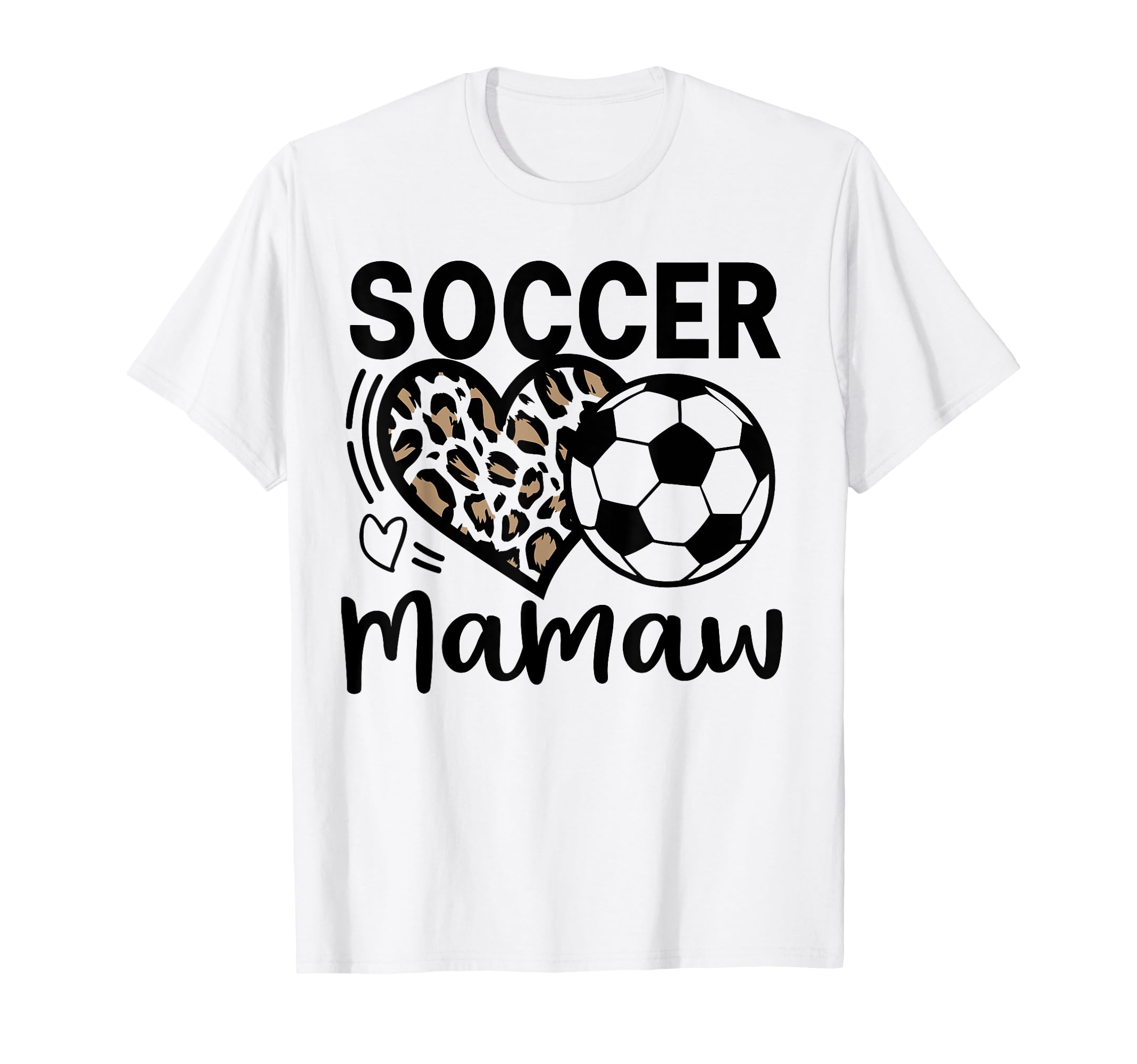 Soccer Mamaw Leopard Heart Soccer Lover T-Shirt - Minimalist Print Unisex