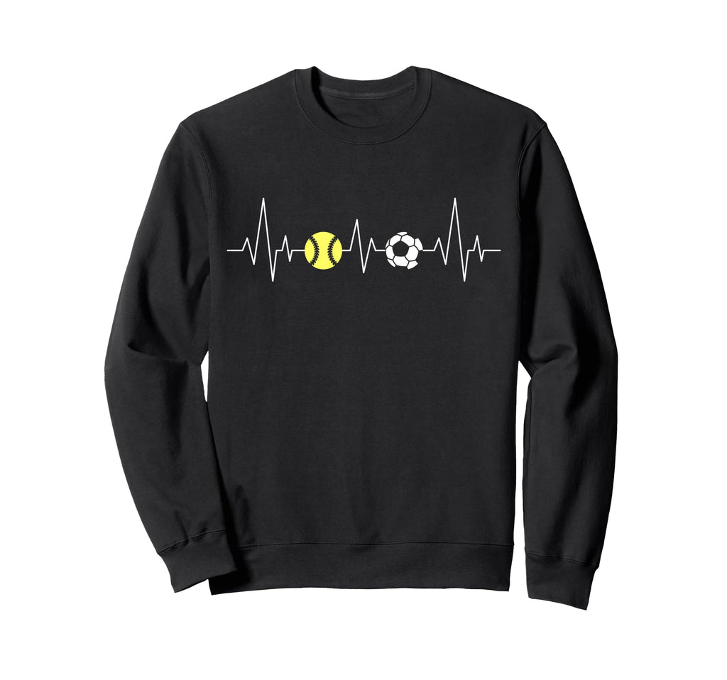 Soccer Softball Heartbeat Funny Sport Sweatshirt - Graphic Print for Adults