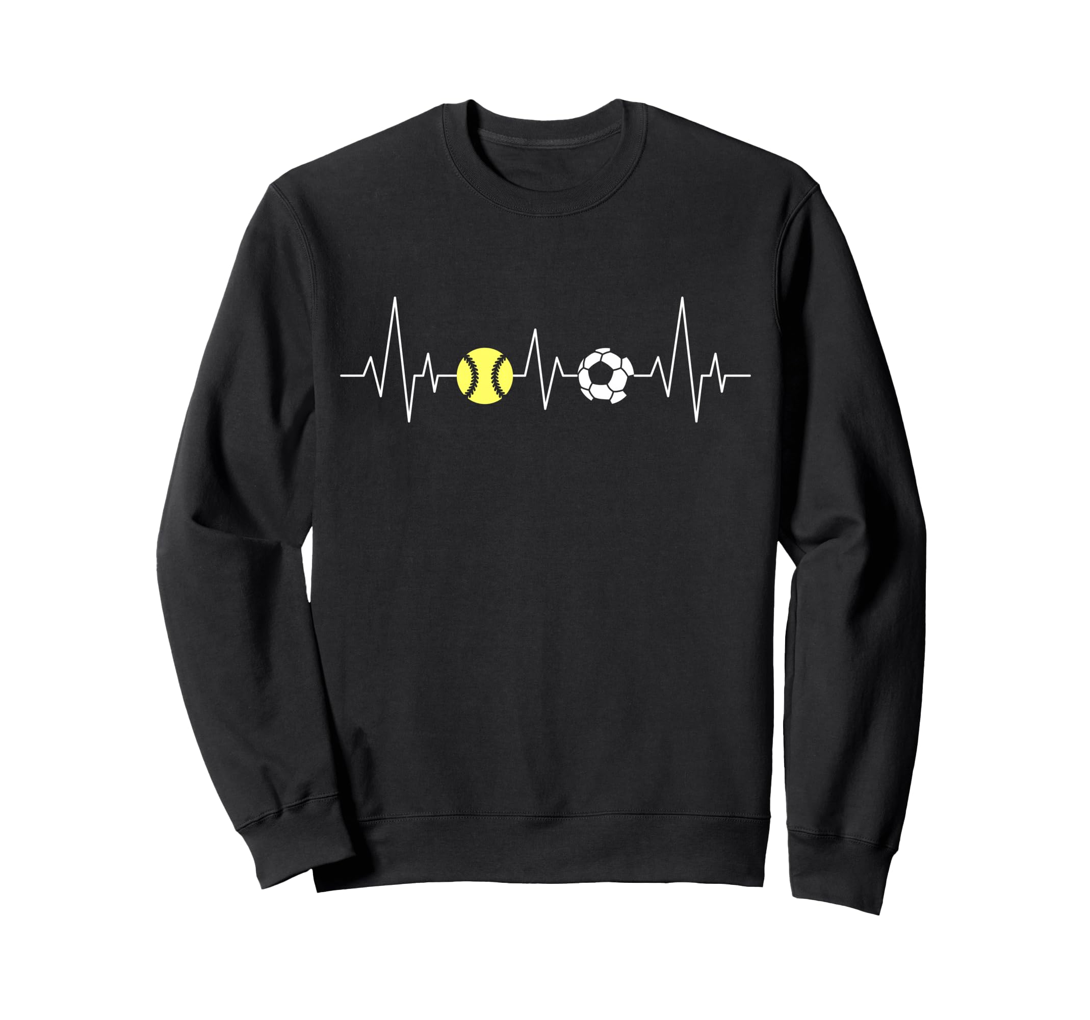 Soccer Softball Heartbeat Funny Sport Sweatshirt - Graphic Print for Adults