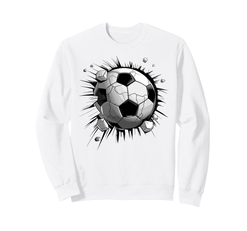 Soccer Ball Crashing Through Wall Sweatshirt - Aesthetic Graphic Unisex