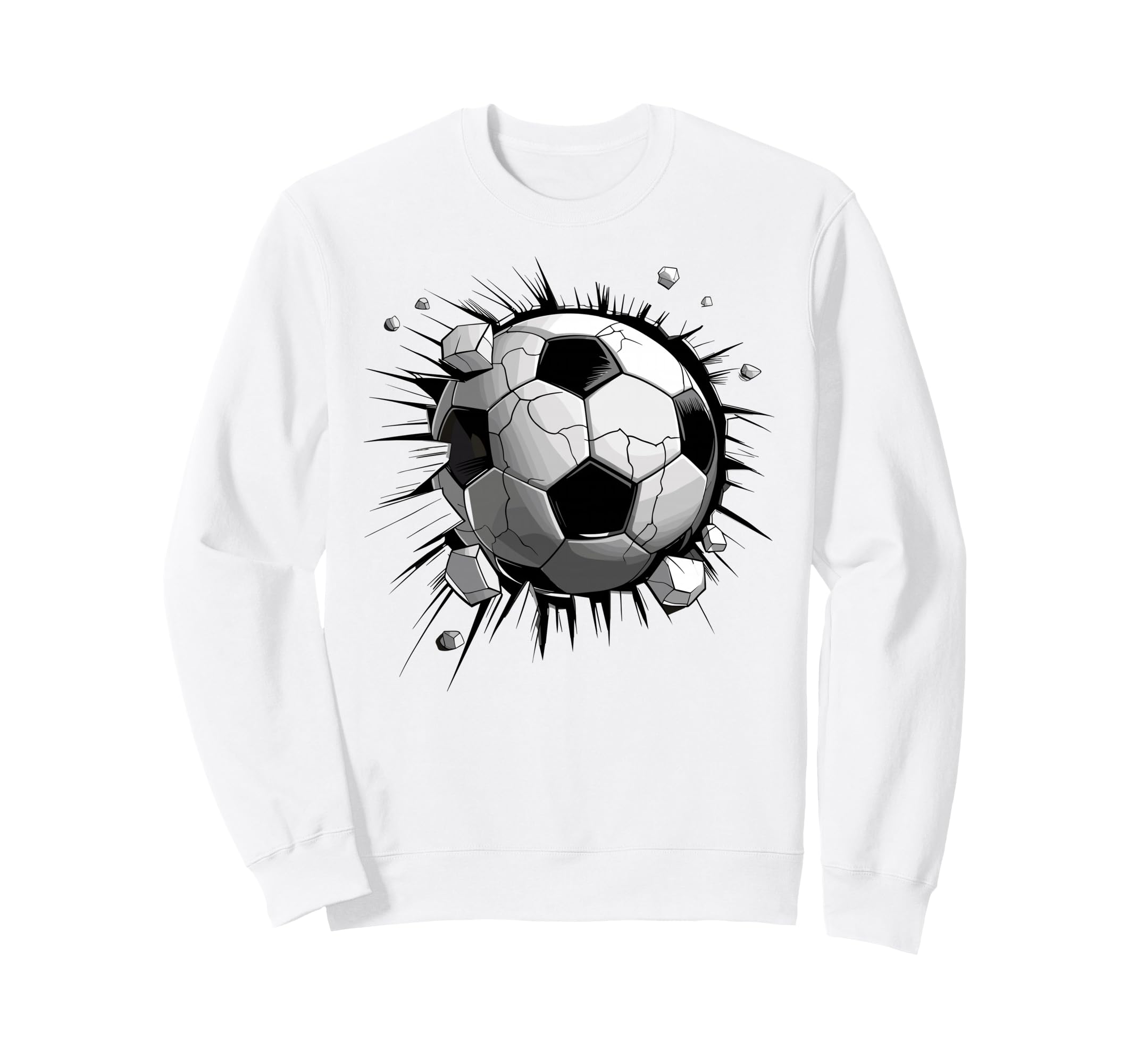 Soccer Ball Crashing Through Wall Sweatshirt - Aesthetic Graphic Unisex