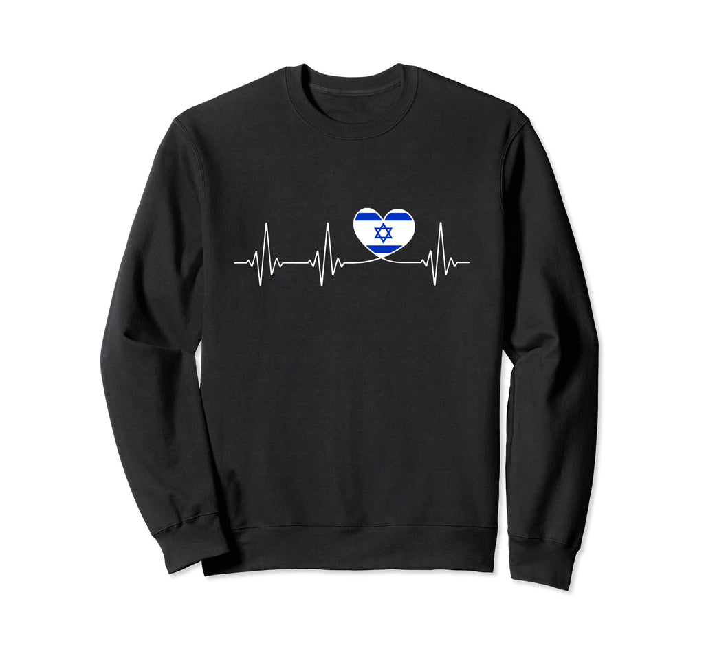 Israel Love Heartbeat And Israeli Sweatshirt - Trendy Graphic for Adults
